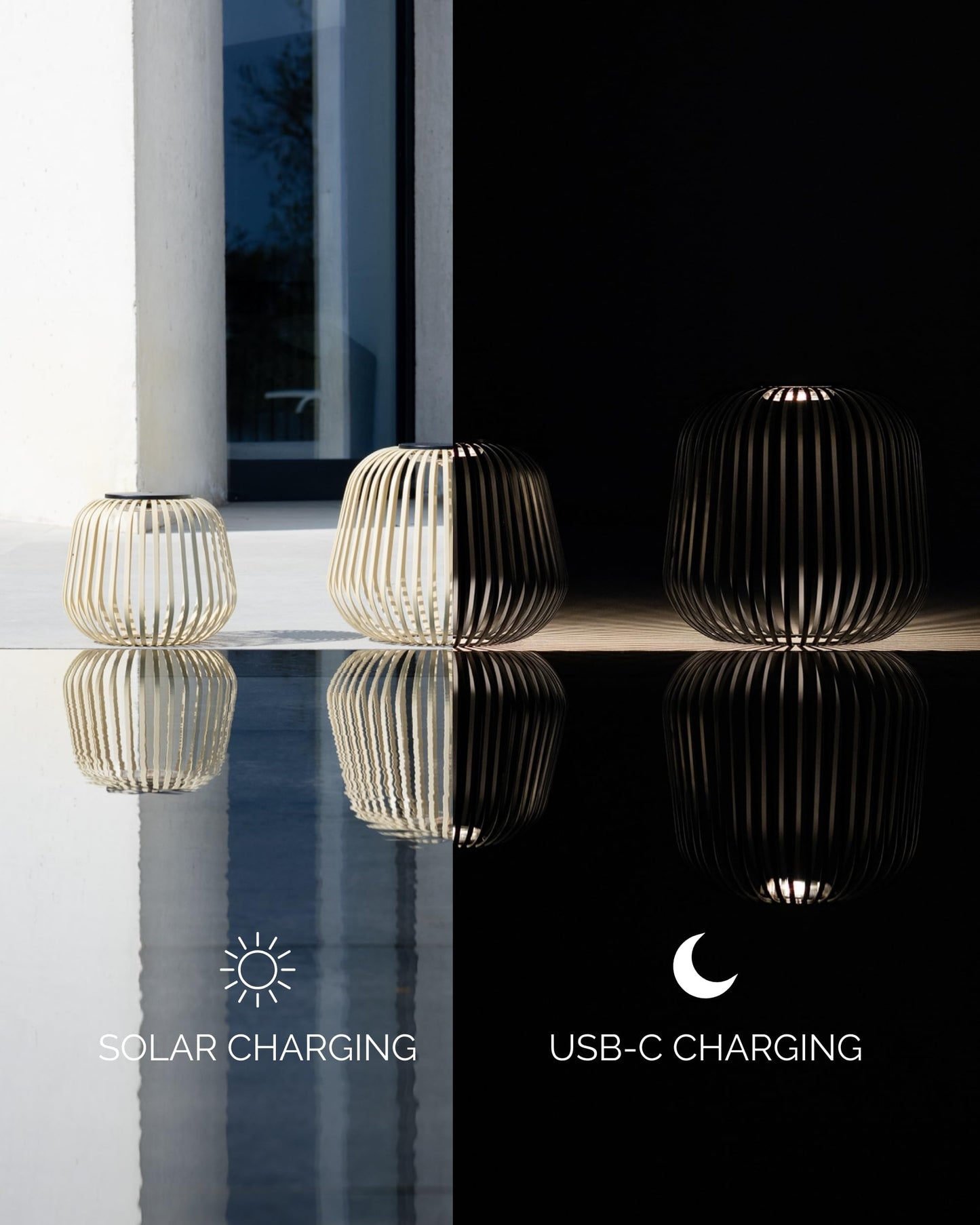 LUUK Studio Solis Wireless Solar LED Ambient Lamp, Warm White, Indoor Outdoor Cordless Lighting, Rust-Resistant, Ideal for Patio, Garden, Bedroom, USB-C Rechargeable, Soft Cozy Style, Sand, Size S