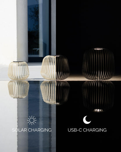 LUUK Studio Solis Wireless Solar LED Ambient Lamp, Warm White, Indoor Outdoor Cordless Lighting, Rust-Resistant, Ideal for Patio, Garden, Bedroom, USB-C Rechargeable, Soft Cozy Style, Sand, Size S