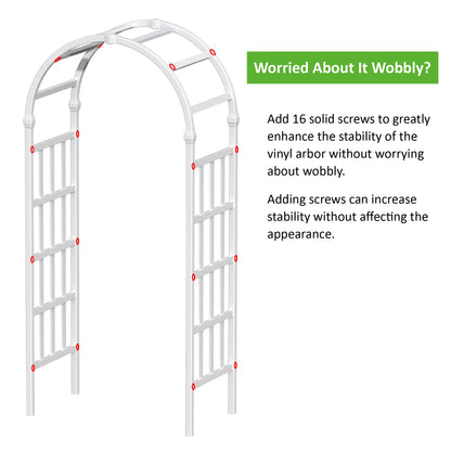 FENCETECH 41" W x 86" H Vinyl Arbor, Vinyl Arch, Garden Arch Arbor for Outdoor, Yard, Garden, Climbing Plants - White