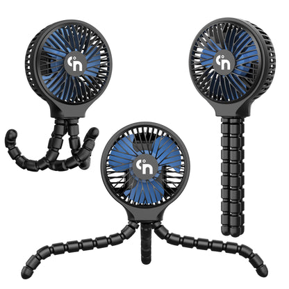 HomeLifairy Portable Stroller Fan, USB or Rechargeable Battery Operated with 3 Speeds and 360°Rotate, Cooling Clip On for Baby Crib Travel Car Seat Black