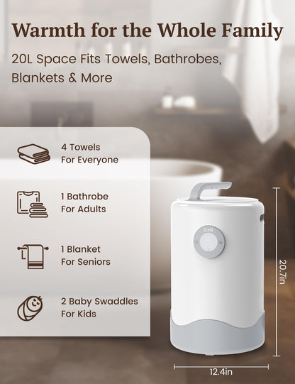 ZonLi Towel Warmer, Large Towel Warmers for Bathroom, Luxury Heated Towel Warmer Bucket, with Auto Shut-Off, Adjustable Timer, Scented Discs, Fits 2 Oversized Towels, Blankets, Bathrobes