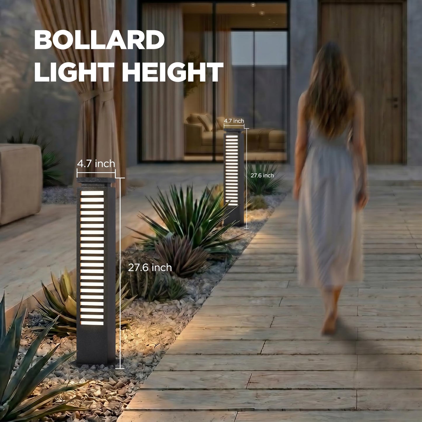 Linkmoon Outdoor Pathway Lights Wired, IP65 Waterproof Landscape Path Light, 27.6'' AC100-240V Bollard Light, Modern Commercial Pathway Lighting, 3000K LED Landscape Lighting for Patio Garden Walkway