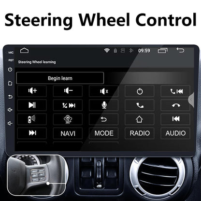 Android 14 Car Stereo Radio Upgrade for Jeep Wrangler JK Compass Grand Cherokee Dodge Ram 1500, 10 inch QLED Touchscreen Support Wireless CarPlay Android Auto GPS Bluetooth FM SWC (RAM 2GB+ ROM 64GB)