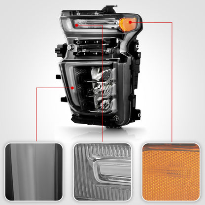 VLINCAR Upgrade LED Headlight Assembly Compatible with Chevy Silverado 2500HD 3500HD 2020 2021 2022 2023 (For Halogen Model Upgrade) Factory Replacement Head Light Lamp Driver & Passenger Side