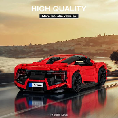 Mould King Car Building Sets 1:12 Scale Red Sports Vehicle Model 10117 Collectible Toys Building Kits Build and Display Construction Set for Adults Aged 14+ (1311 Pieces)