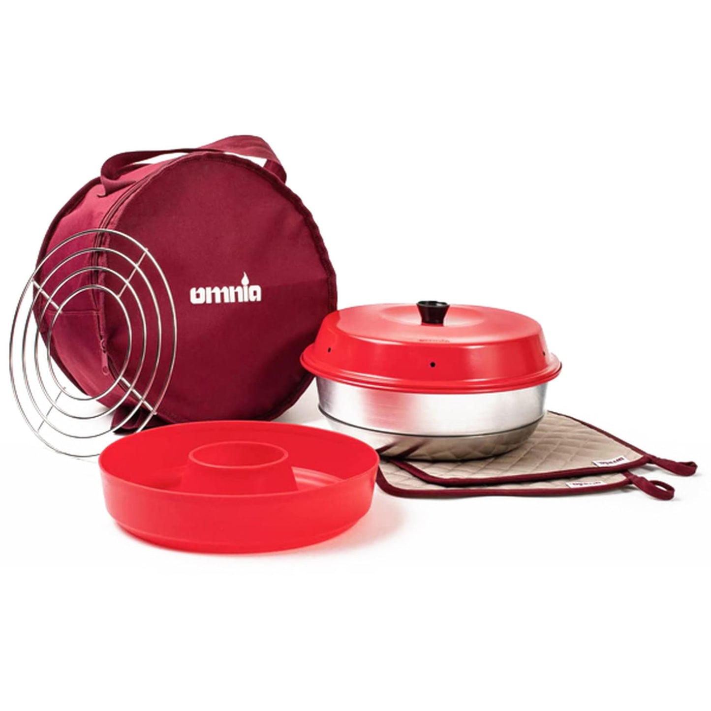 Omnia Kit 1, Set of 5 Products - Camp Oven, Silicone Mold, Potholders, Baking Grid and Storage Bag - Ultimate Starter Kit for Omnia Recreational Oven