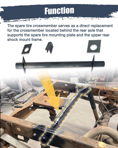 Mountainpeak Rear Spare Tire Support Crossmember Frame with Shock Mount Fit for 2007-2017 Chevy Silverado & GMC Sierra, Rear Shock Mount Crossmember Fit for Chevy Crossmember Accessories