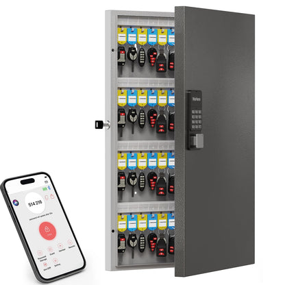 DiDiHere 96-Key Key Lock Box Wall Mount, Smart Key Management Cabinet with App, Key Access Log Tracking, Digital Keypad, Bluetooth & WiFi Unlock (Sold Separately) for School, Office, Business