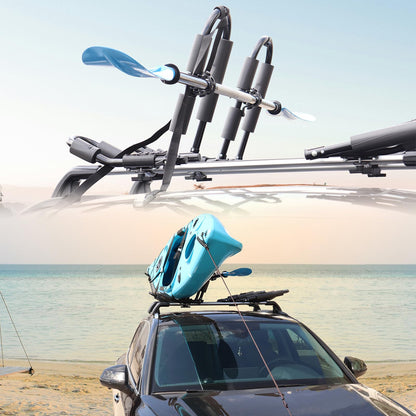 FORWODE Premium Kayak Roof Rack, 2 Pair J-Bar Roof Rack, Folding Adjustable Rack, Heavy Duty Kayak Roof Carrier 2 Kayak, Canoe, SUV, Surfboard on SUV, Car and Truck Crossbar