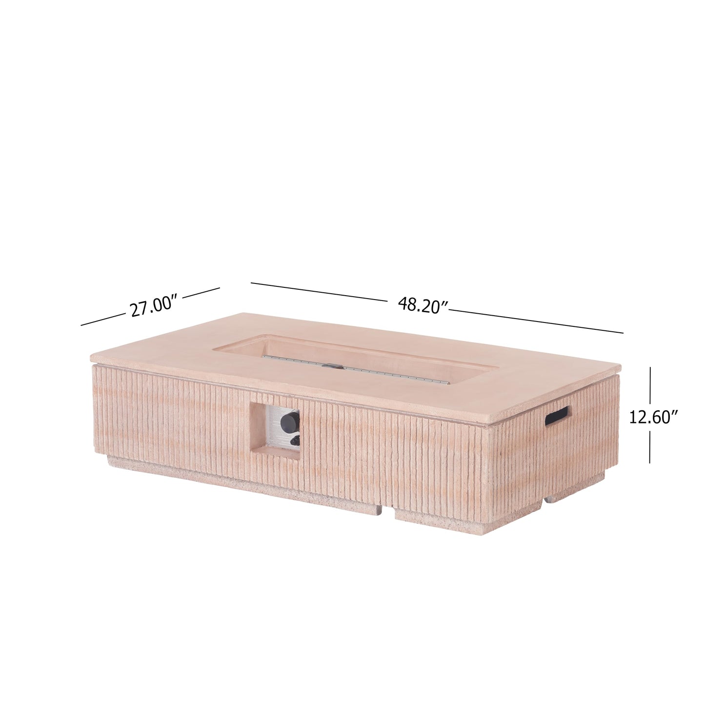 Christopher Knight Home Maloa Outdoor Propane Fire Pit Table with Lava Rock, No Assembly MGO Tank Table for Patio/Deck, 50000 BTU, MGO Rectangular Tabletop Fire Pit, Modern Patio Fire Table, Natural