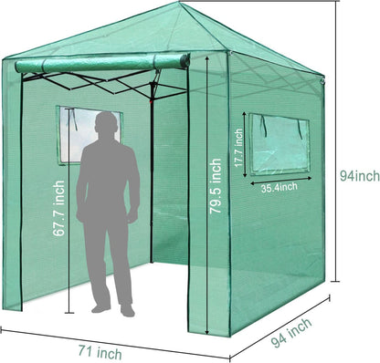 PexFix 8'x 8' Portable Walk-in Greenhouse for Outdoor & Indoor, Easy to Assemble Pop up Grow Greenhouses with Sturdy PE Cover and Roll-Up Windows & Door for Flowers, Fruits, Herbs Growing