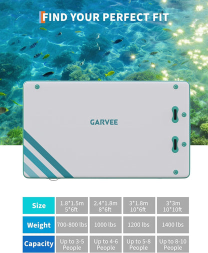 Garvee Inflatable Floating Dock Air Dock Platform Floating Island Raft with Rope Ladder Non-Slip Surface Swimming Water Platform for Pool Beach Ocean