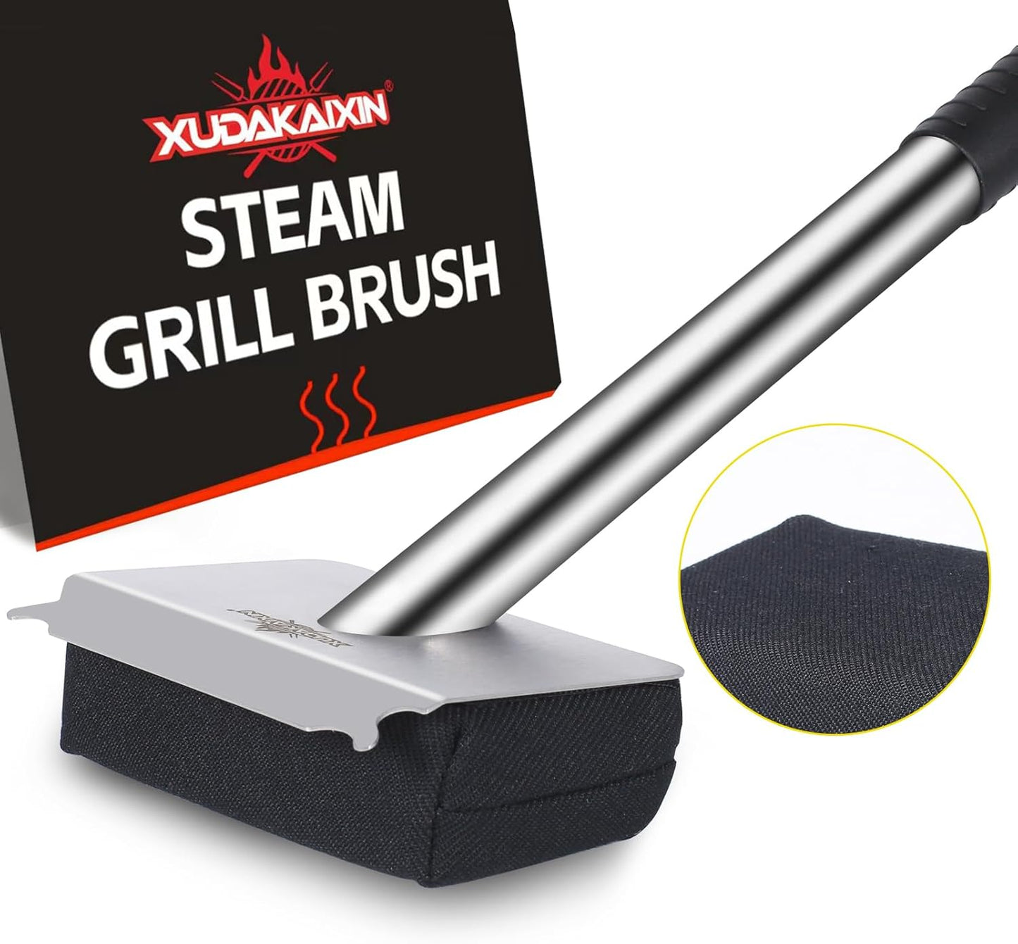 XUDAKAIXIN Grill Brush - Ultra Safe & Efficient Bristle-Free Steam Cleaner for BBQ | Replaceable Scraper Head