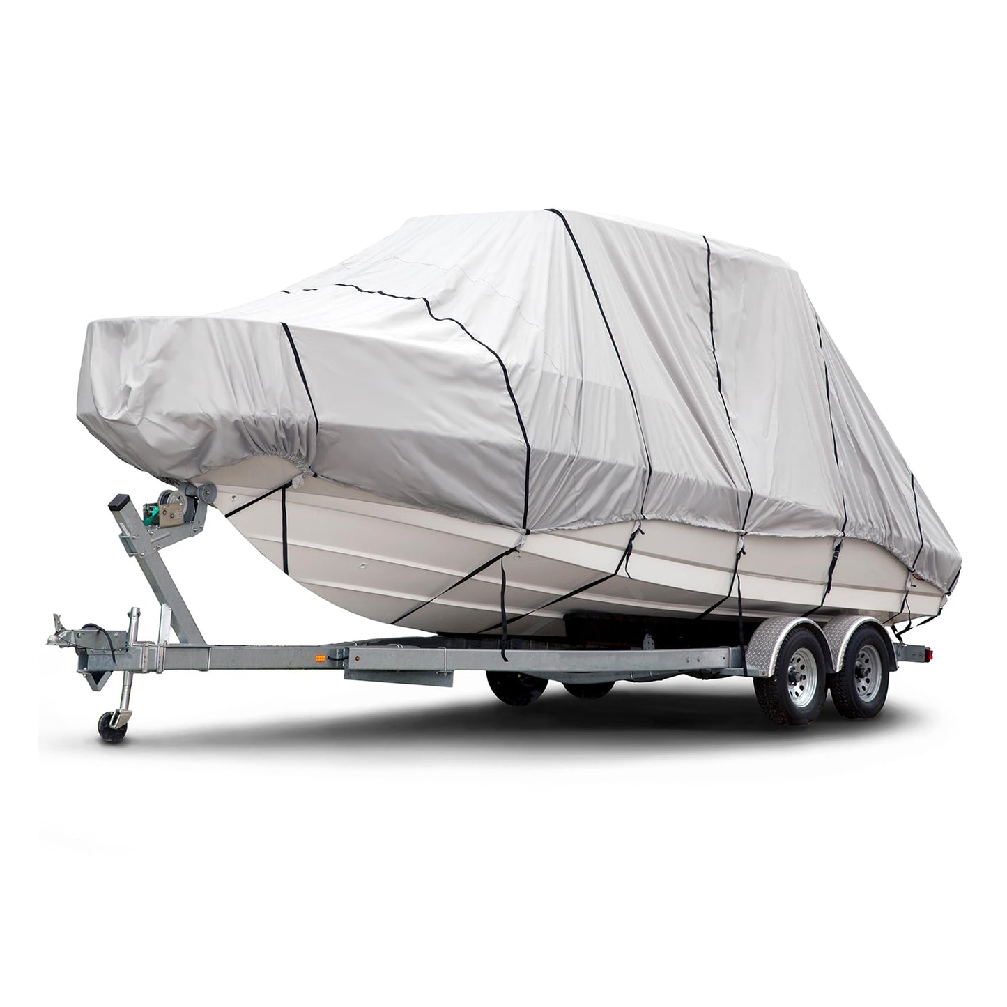 Budge Hard Top T-Top Boat Cover, Fits Boats 24-26ft with Beam up to 106", 600 Denier UV & Water Resistant Polyester, Gray