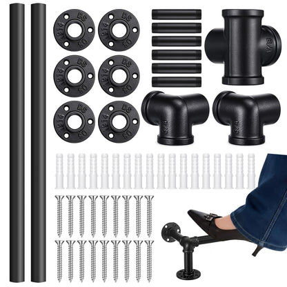 Zonon 8 ft Bar Foot Rail Kit Matte Black Industrial Pipe Railing for Bar Foot Rest Brackets Undercounter Mount Hardware and Tubing Complete Railing Kit for Kitchen Indoor Outdoor