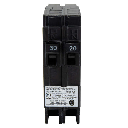 RecPro RV Circuit Breaker Q3020 | 30/20 Amp Twin Single-Pole | 120V Thermal-Magnetic | Standard Trip | Plug-in Type | QT Compatible | Camper/RV Electrical Breaker (6 Pack)