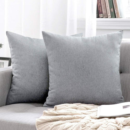 MIULEE Decorative Outdoor Throw Pillow Covers - Waterproof Faux Linen Cushion Cases | 20x20 Inch Light Grey (Pack of 2)
