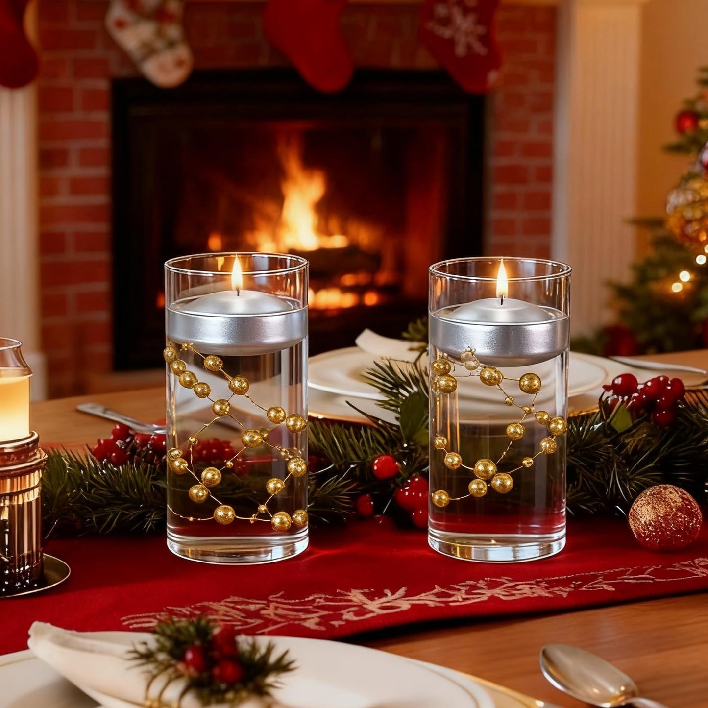 3 inch Silver Floating Candles 8-9 Hours Floating Candle for Centerpieces 36 Packs Unscented Floating Candles 3” Water Candles for Cylinder Vases, Pool, Wedding