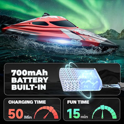 BEZGAR RC Boat 12 inch Remote Control Boat for Kids and Adults 25 KPH Fast RC Speed Boats with 700mAh Battery Ideal Waterproof Toy for Lakes &amp Pools - TX126 Blue