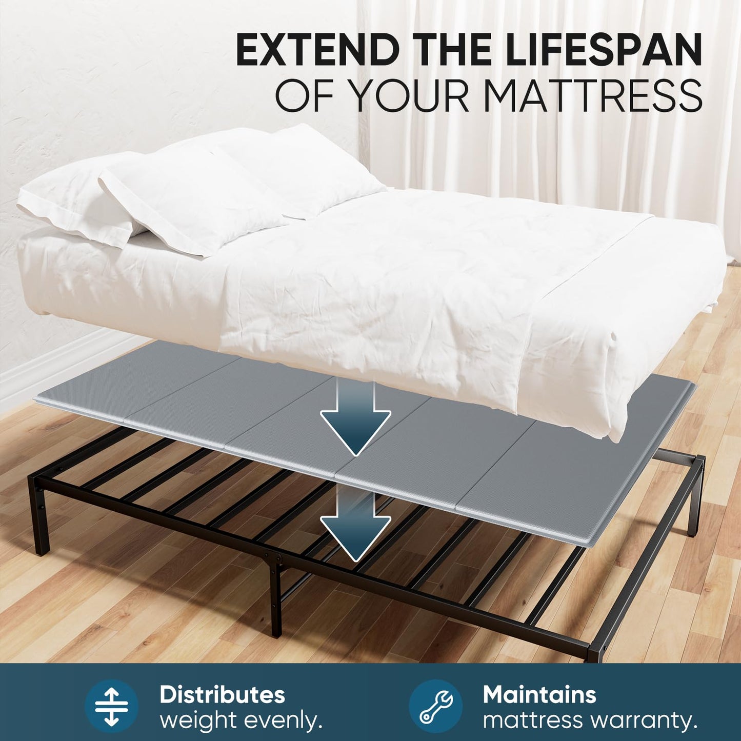 JASMINELOVER Bunkie Board Full Size 54"x75" Bed Boards for Under Mattress - Heavy Duty Reinforced Wood Support Board with Anti-Sag Design, Fits Metal Frames/Platform Beds/Sleeper Sofas