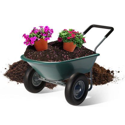 Idzo 2-Wheel Heavy-Duty Wheelbarrow Cart, 330 lb Capacity, Ergonomic Padded Handle and 14 Inch Pneumatic Tires for Maximum Stability, Ideal Wagon for Moving Soil, Shrubs, Plants, Easy Assembly