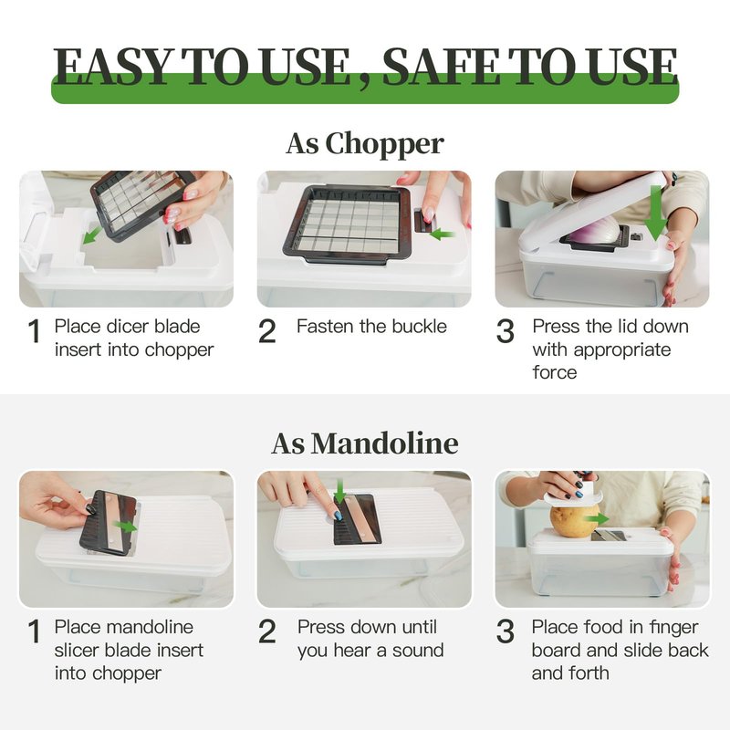 14-In-1 Chopper Vegetable Cutter with 7 Blades, Vegetable Chopper with Container and Lid, Mandoline Slicer for Kitchen, Veggie Slicer for Salad, Cheese Grater, Kitchen Gadgets Accessories Essentials