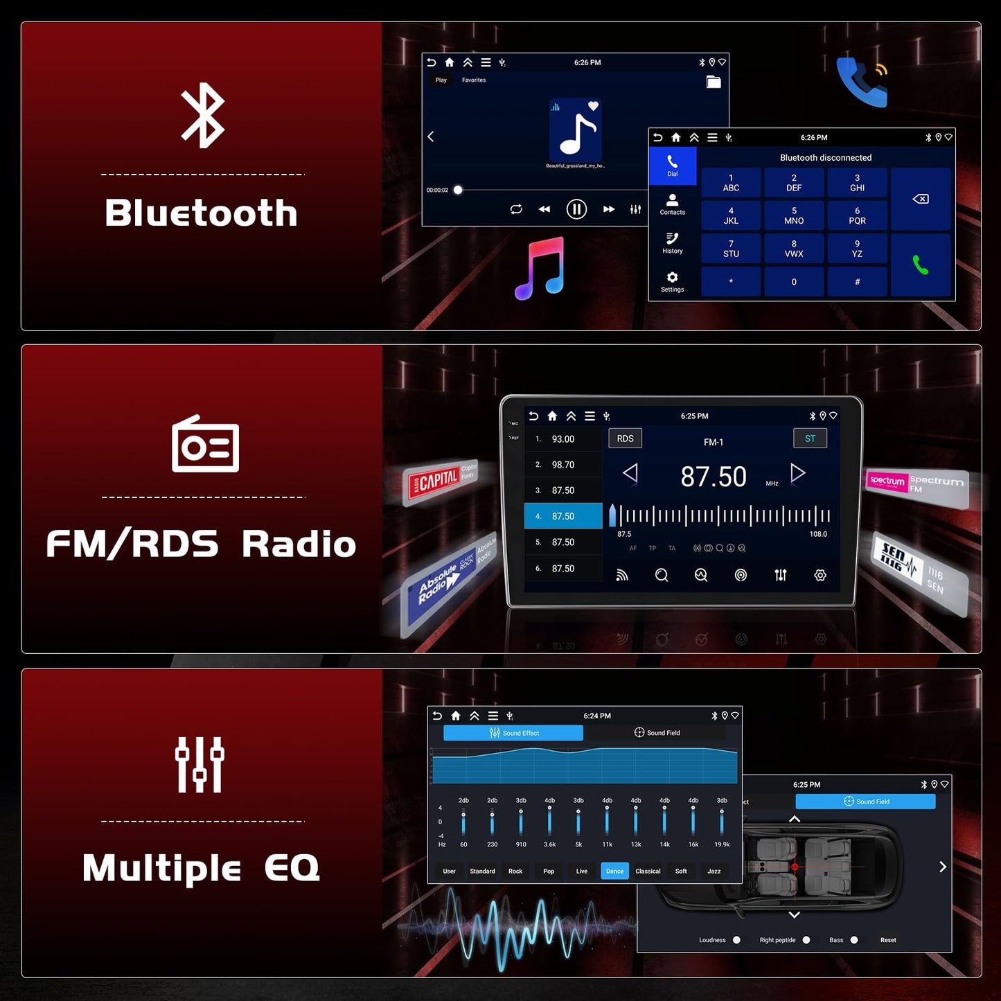 Realdio 4+64GB Android 15 for Jeep Compass Patriot 2007 2008 2009 Car Radio Wireless Carplay Android Auto, Car Stereo 10.1" 1280*720P In-cell Touch Screen WiFi Bluetooth5.0 GPS FM/RDS EQ Backup Camera
