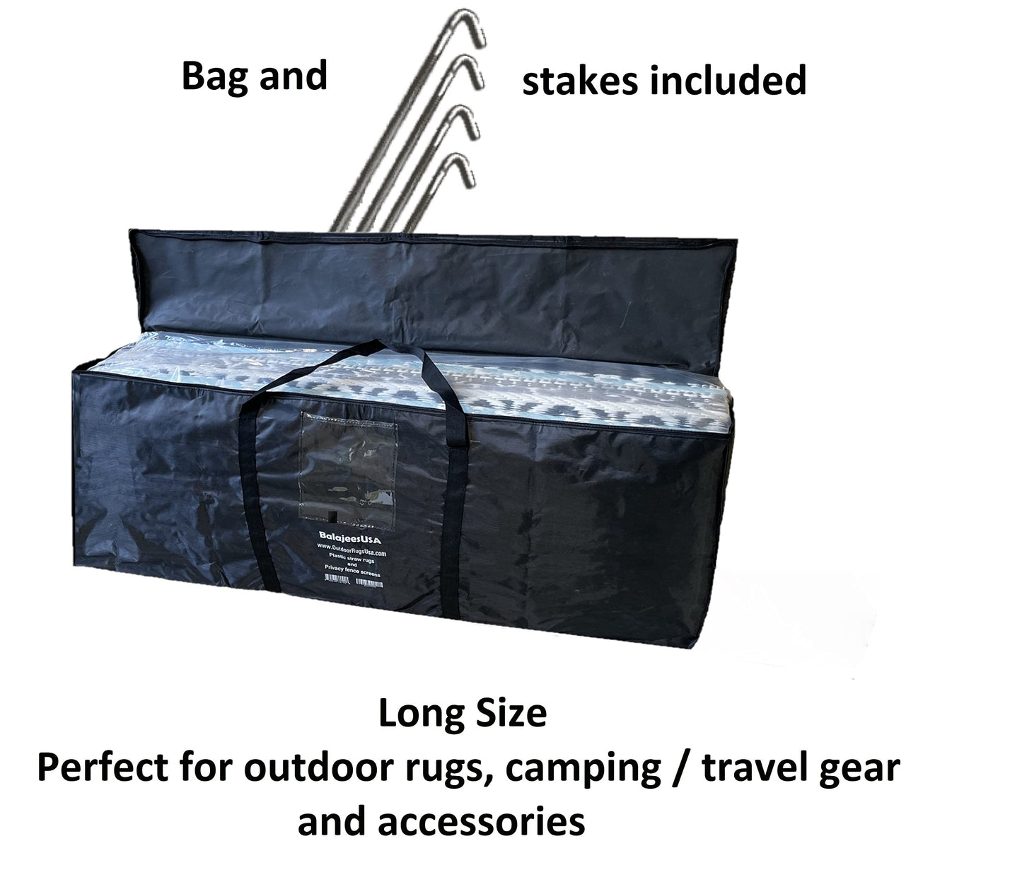BalajeesUSA Outdoor Rugs–9x18 Plastic Patio Decor Grey Dark Blue, Durable and Affordable Recycled Straw Picnic All-Weather and Waterproof Reversible Camper Awning mats 7582