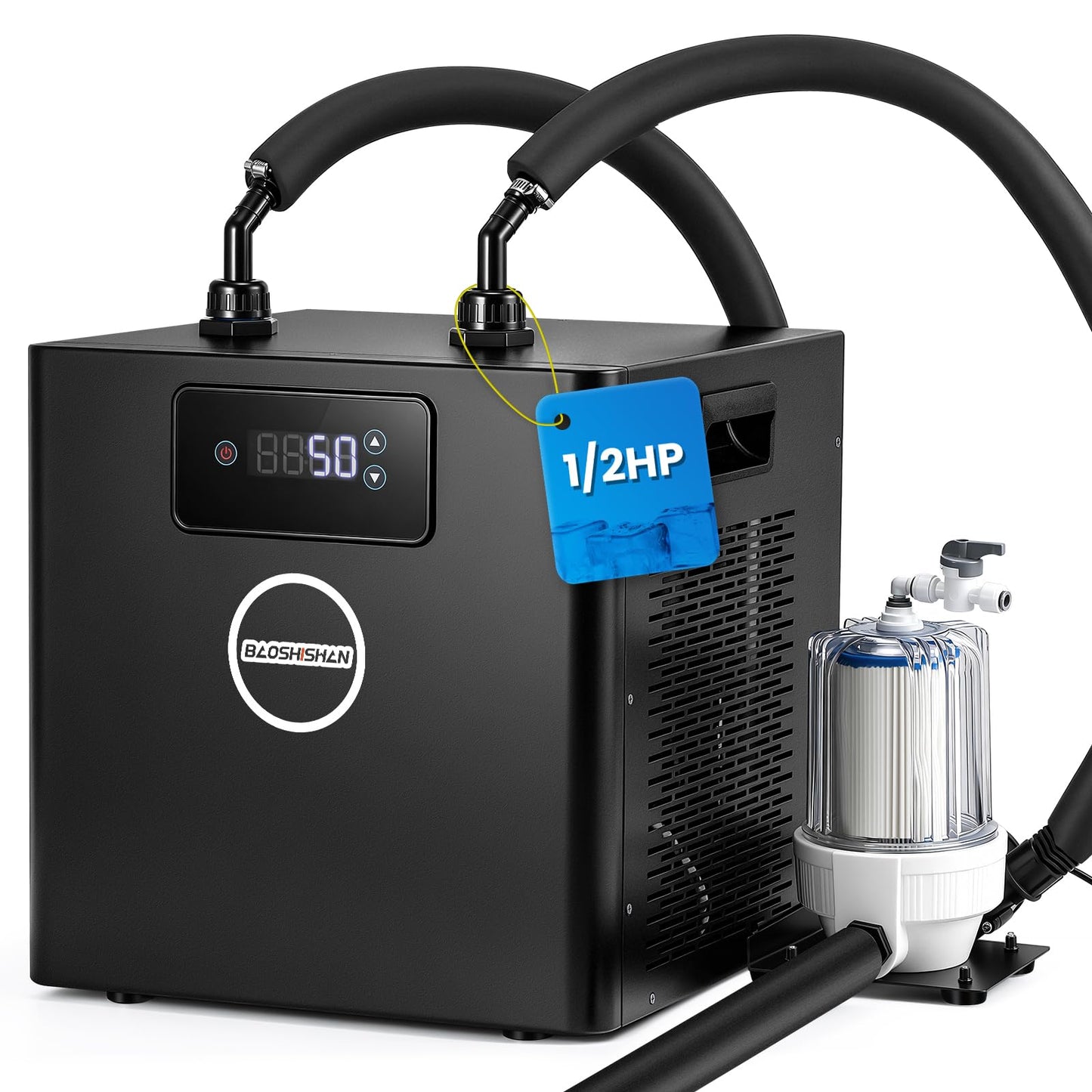 BAOSHISHAN Cold Plunge Chiller, 1/2 HP Ice Bath Chiller, Fast Cooling to 50F, Easy Setup with Pre-Assembled Pump & Filter, for Ice Bath Cold Therapy Muscle Recovery System