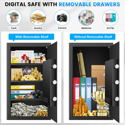 7.0 Cub Extra Large Home Safe Fireproof Waterproof, Digital Fireproof Safe Box with Fireproof Bag, Electronic Keypad and Emergency Keys, Fire Safes for Home File Ammo