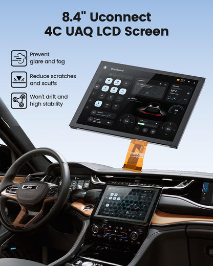 8.4" Uconnect 4C UAQ LCD Monitor Touch Screen Radio Navigation, New OEM Replacement Screen Fit for Dodge Challenger/Durango/Jeep Wrangler/Compass/Gladiator/Chrysler 2017-2021，LA084X01(SL)(02)
