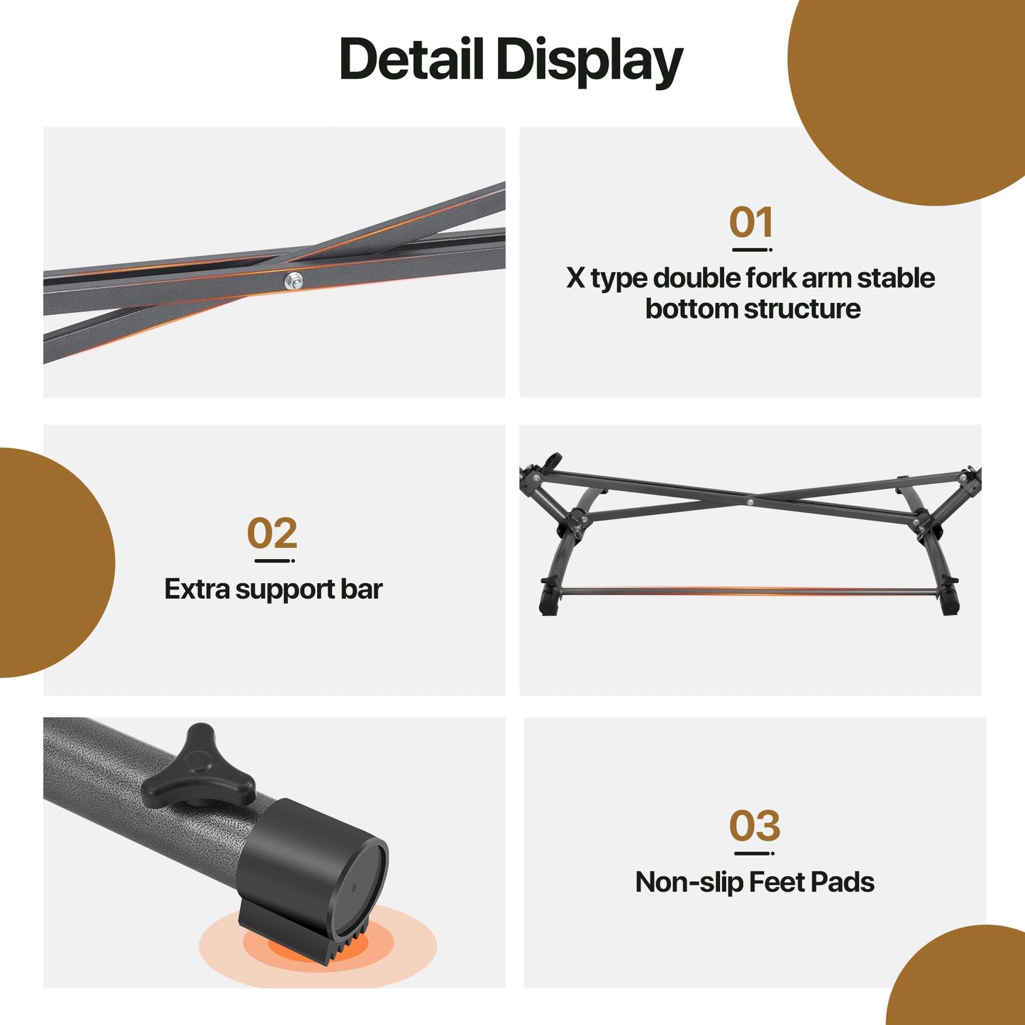 Homgava Portable Hammock with Folding Hammock Stand,Heavy Duty Steel Hammock Stand for Indoor and Outdoor with Carrying Bag,3 Holes for Height Adjustment, 550 LBS Weight Capacity,Off White