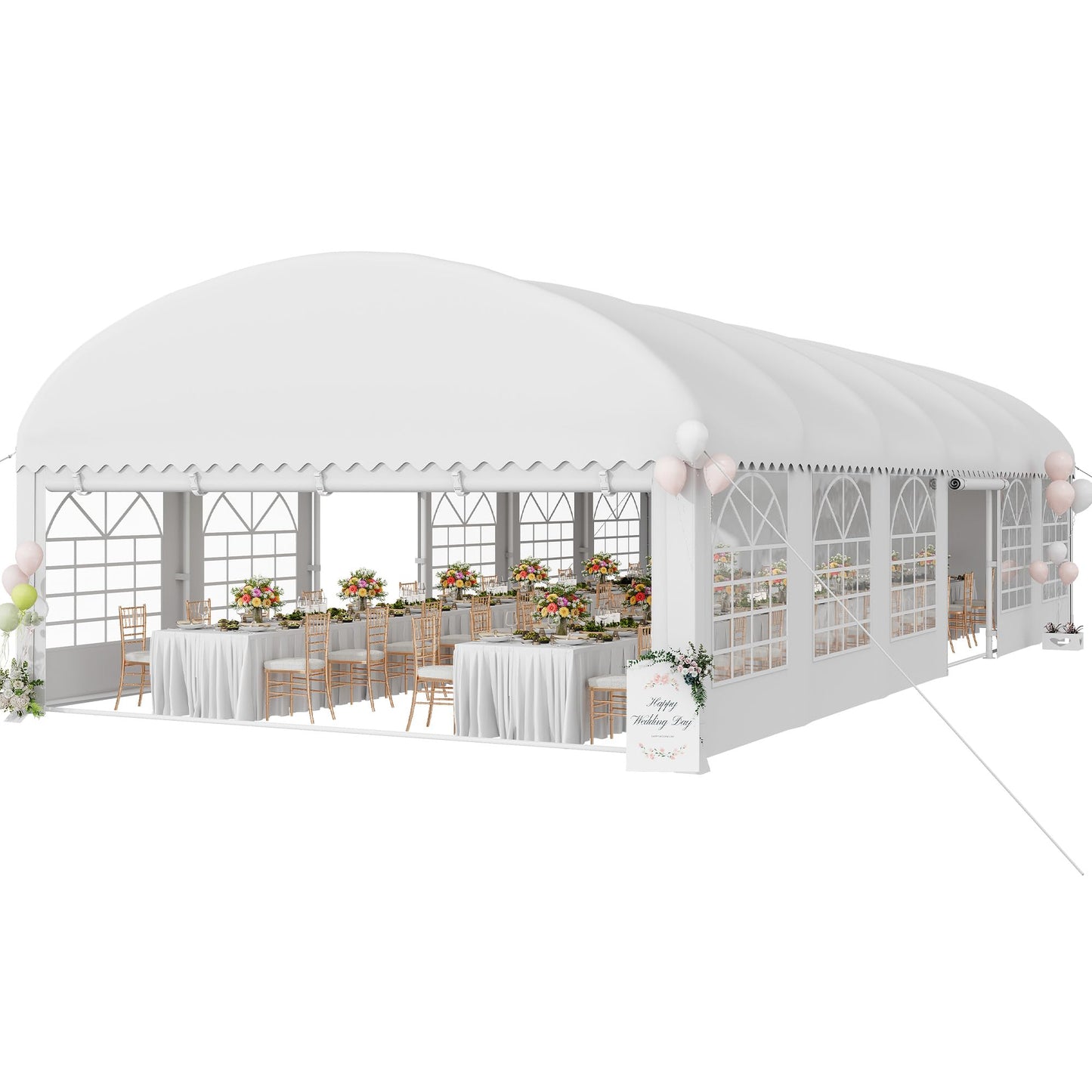 YITAHOME 20x40FT Party Tent Outdoor Wedding Event Shelters Arch Top Heavy Duty Galvanized Steel Arch Top Canopy with Large White Roof, Removable Sidewalls & 3 Storage Bags