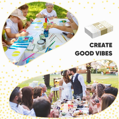 GUUVOR 12 Pack Plastic Table Cloth Disposable, 54”x108” Black and Gold Table Cloths for Parties, Waterproof and Greaseproof Gold Dot Rectangles Tablecloth for Party Decorations BBQ,Wedding,Fine Dining