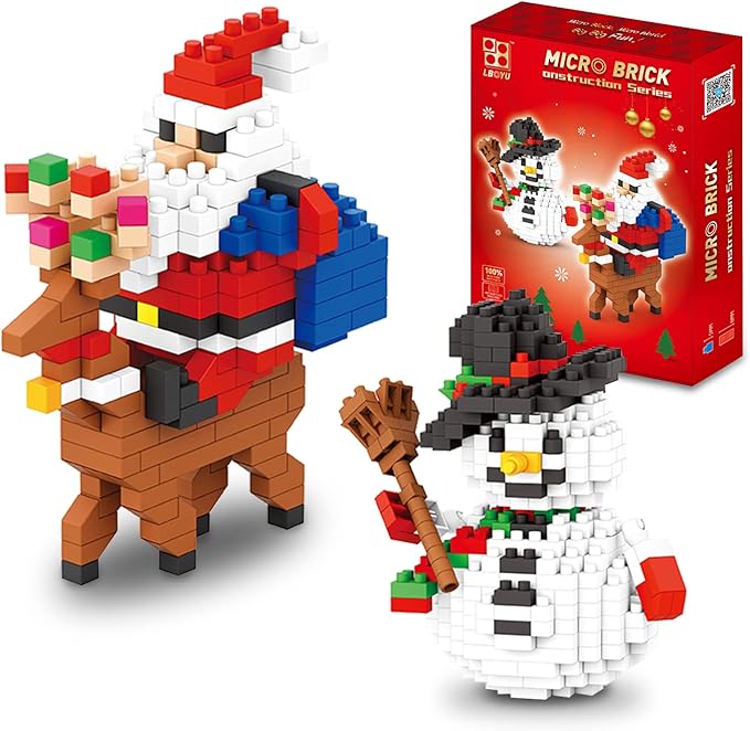 Christmas Building Block Set-New 2025 Santa Claus and Snowman Character Set Christmas and Birthday Gifts Suitable for Children Over 9 Years Old (720 Pieces)