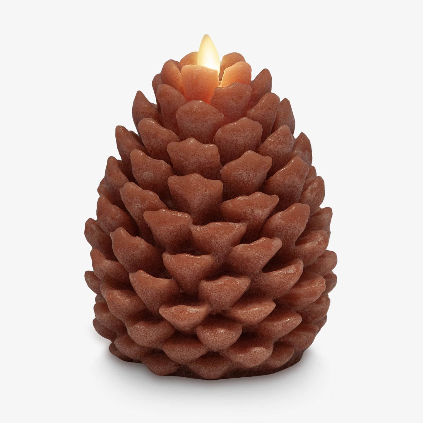 Luminara Pinecone Flameless Candle Adobe Chalky Finish Pine Cone Figural, Real Wax Unscented LED Candles, Battery Operated with Timer, Holiday Decoration (4.7" x 6")