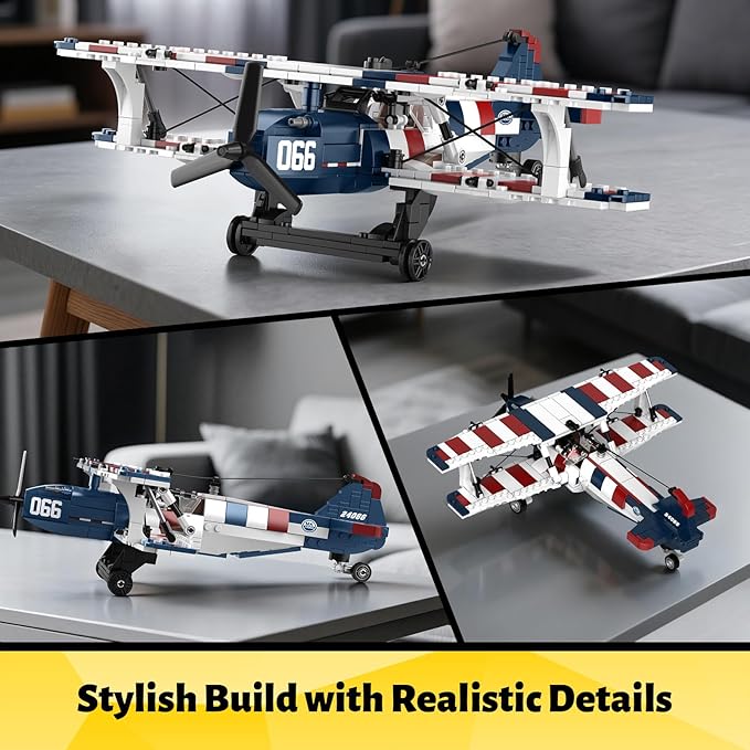 Mould King 24066 Race Plane Model Building Set for Kids STEM Toy Gift for Boys and Girls Ages 8+ Propeller Airplane Blocks Set for Display Collection(540PCS)