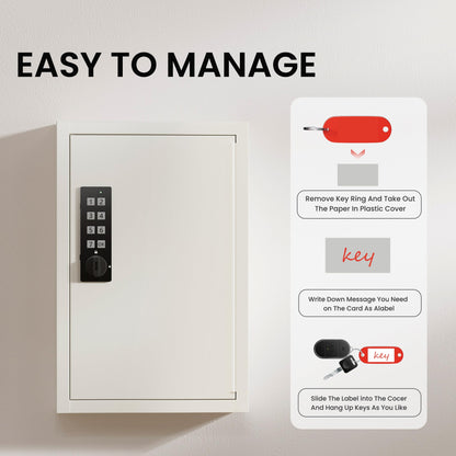 Grimtron 40 Keys Lock Box for Keys with Code, Electronic Key Box Wall Mount Cabinet, Private/Public Mode, Beige