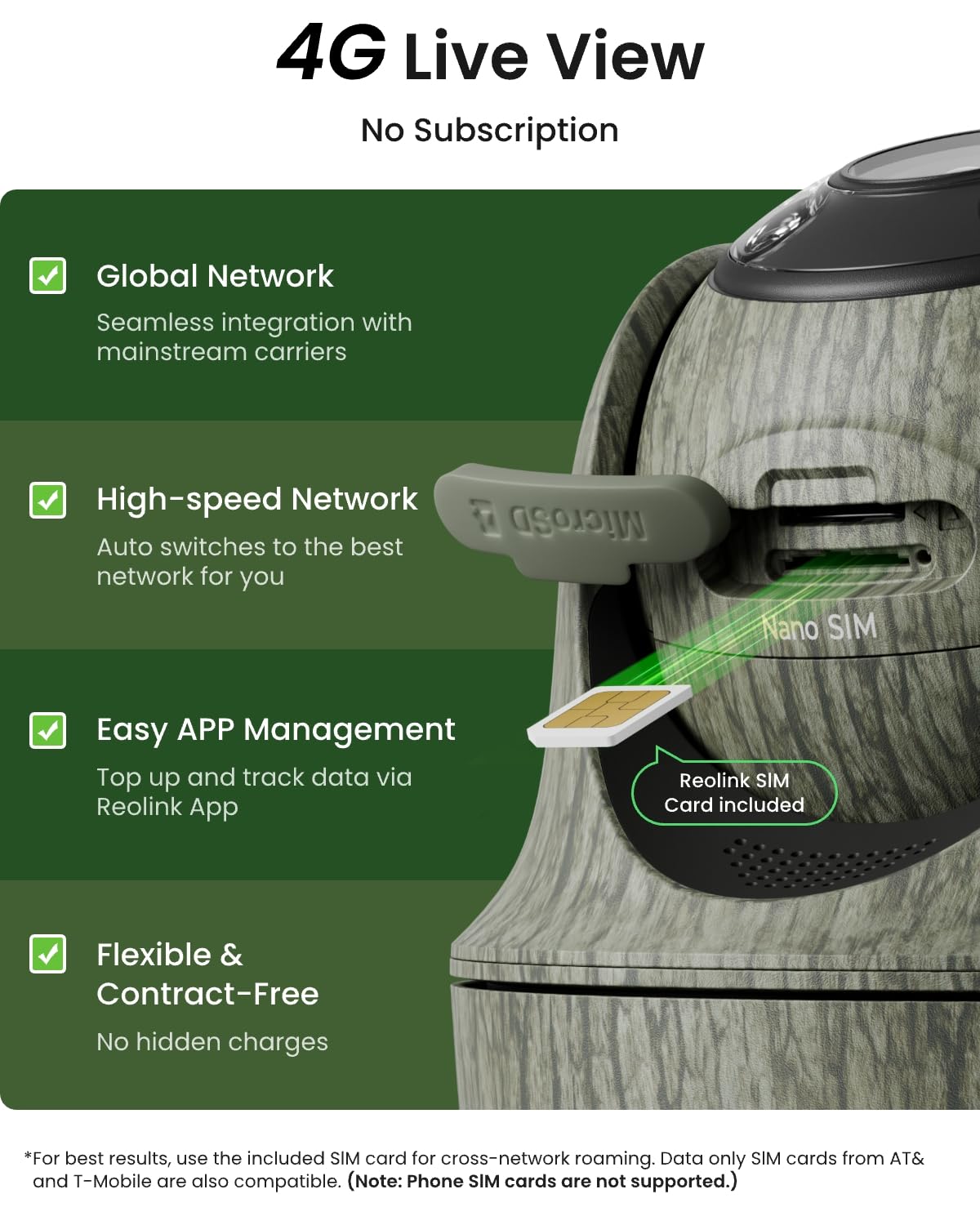 REOLINK 4K Cellular Trail Camera, 3G/4G LTE 360° True Security Camera Wireless Outdoor, Animal Recognition, No-Glow IR, Smart Motion Activated, 32GB SD+SIM Card Included, Go Ranger PT+Solar Panel 2