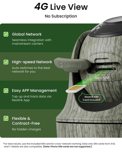 REOLINK 4K Cellular Trail Camera, 3G/4G LTE 360° True Security Camera Wireless Outdoor, Animal Recognition, No-Glow IR, Smart Motion Activated, 32GB SD+SIM Card Included, Go Ranger PT+Solar Panel 2