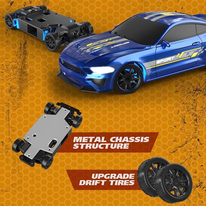 1:43 Scale Mini RC Drift Car 2.4GHz 4WD Desktop RC Drift Car 15KM/h Handheld Racing Mini Vehicle with LED Lights Speed Switching Racing Sport Toy for Adults Teens (Purple)