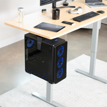 VIVO Adjustable Under Desk and Wall 3.5 to 7.8 inch Wide Office PC Mount, Computer Case CPU Machine Holder Stand with Swivel and Secure Locking, Holds 22 lbs, Black, MOUNT-PC01
