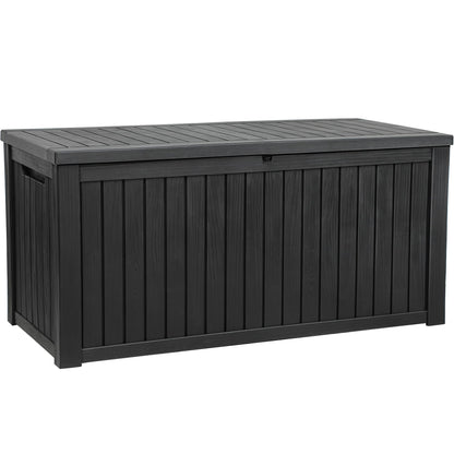 YITAHOME 220 Gallon Large Outdoor Storage XL Deck Box w/Divider for Patio Furniture,Outdoor Cushions, Garden Tools, Sports Equipment and Pool Supplies, Waterproof, Resin, Lockable, Black