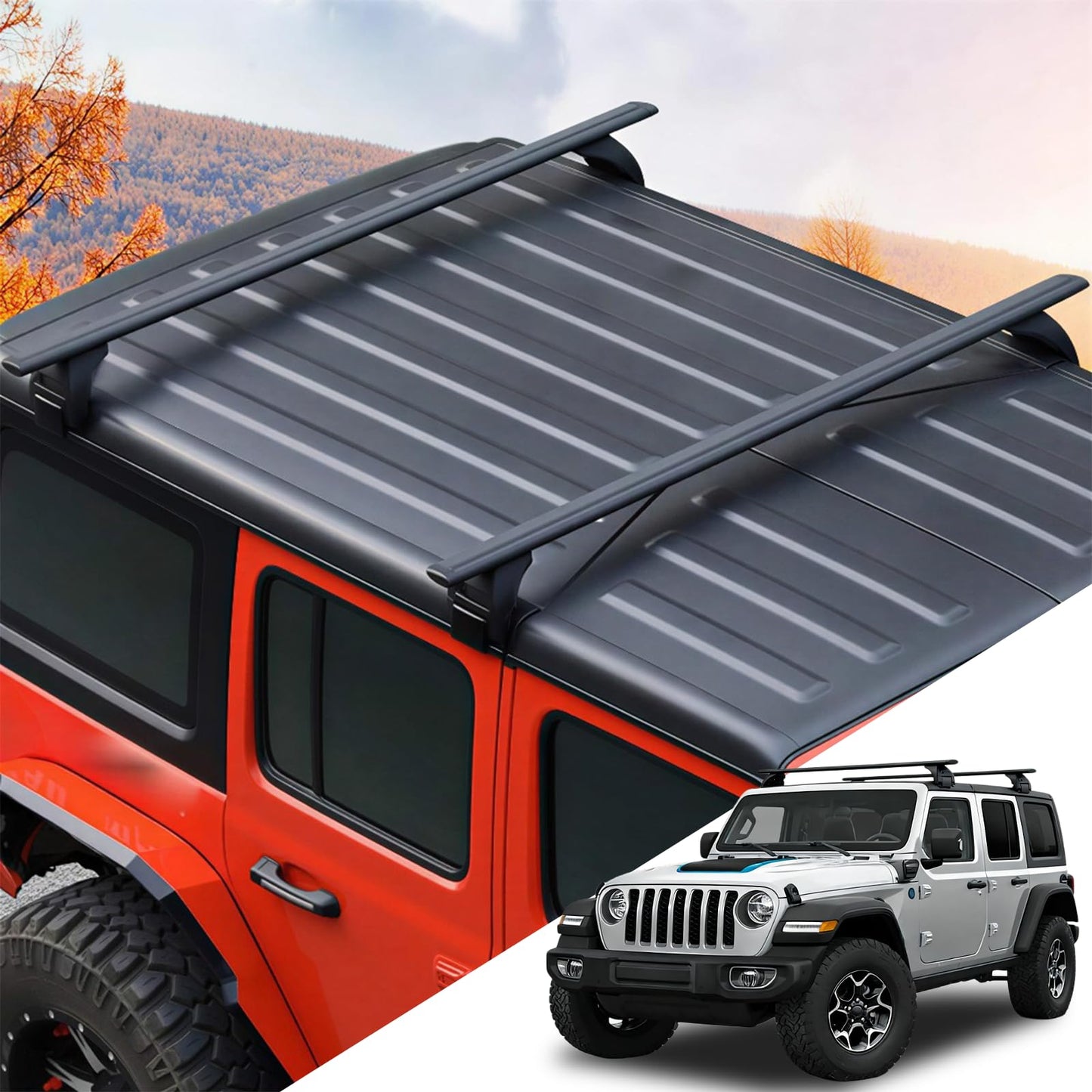 Snailfly 330lb Black Roof Rack Fit for 2007-2026 Jeep Wrangler JK JL Gladiator JT 2&4 Door Cross Bars Crossbars