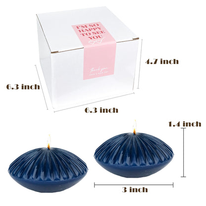 LPUSA 10 Hour Navy Floating Candles Large 3"，Unscented Romantic Tealight Ribbed Candles for Cylinder Vases，Centerpieces at Wedding, Party, Pool, Holidays, Set of 12