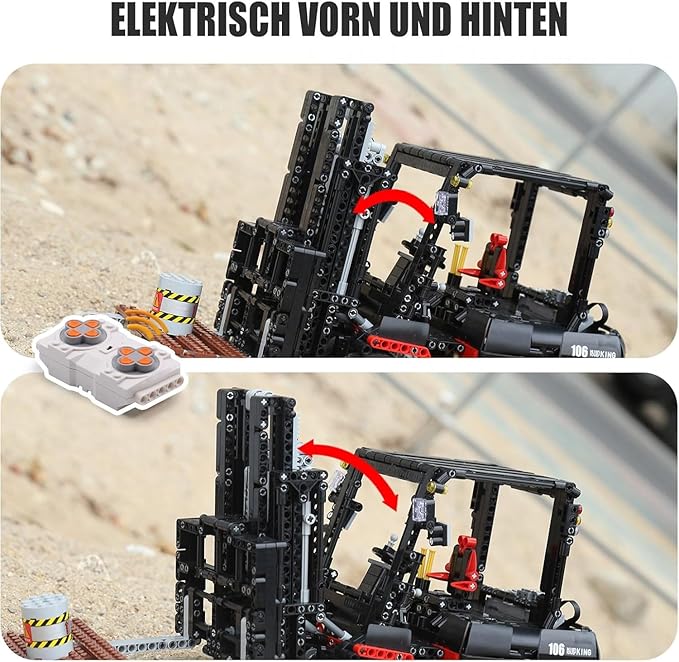 Mould King 13106 Forklift Truck Building Block Kit MOC Remote Control Heavy-Duty Shelf Lifted Truck Model Toy Gift Toys for Kids Age 8+/ Adult (1719 Pieces)