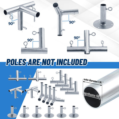 Frienda Flat-Top Canopy Fittings Connects 1" Pipes, 6-Leg Flat-Top Carport Frame Connectors Kit DIY Project for Low-Slope Roof Carport, Shed, Gazebo, Greenhouse, Shelter Deck, Pipes Not Included