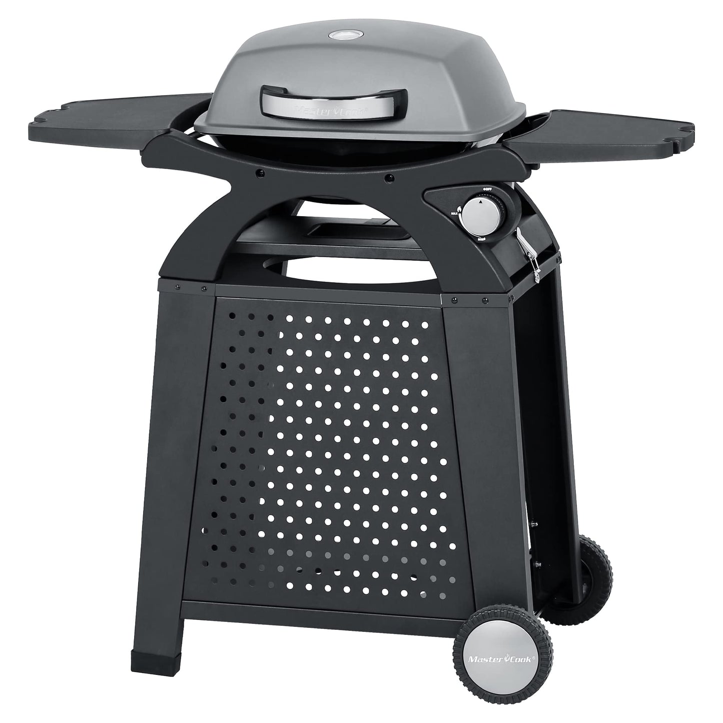 MASTER COOK Liquid Propane Grill BBQ Propane 2 in 1 Portable Tabletop Gas Grill Camping Barbecue Outdoor Cooking Grill with Cart, Black 18.7 x 14-inch 11,500 BTU