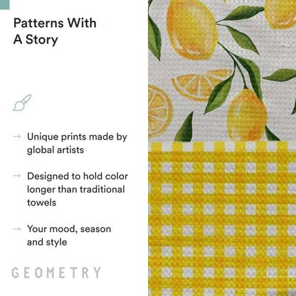 GEOMETRY Spring Kitchen Towels - Quick Dry Microfiber Cloth Spring & Summer Dish Towels for Kitchen Drying - Premium Quick Dry Towel - Lemonade Lines, 18" x 30" - 2-Pack