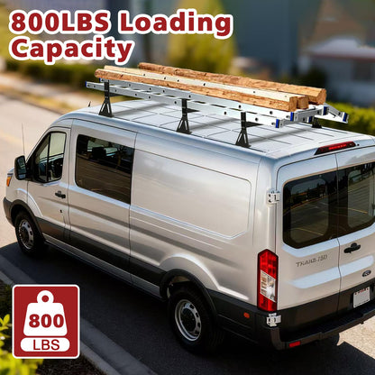 No Drilling Required Van Ladder Rack,Van Roof Rack with Cargo Stoppers,Compatible with Ford Transit150/250/350/Connect,2011-2025 Nissan NV 1500 2500 3500
